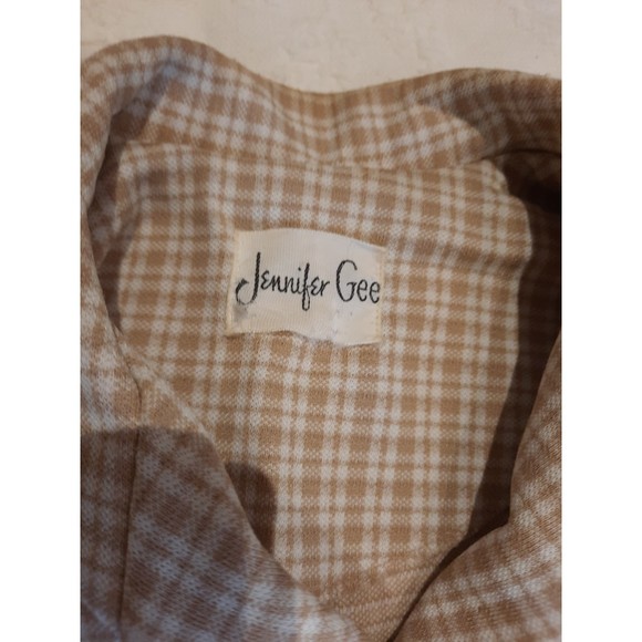 Vintage Jennifer Gee Pant Suit Brown Plaid, 1960's, 70's Double Knit Fabric - Picture 4 of 15